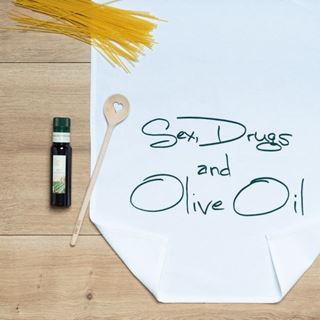 Geschirrtuch weiss," SEX, DRUGS AND OLIVE OIL",grün