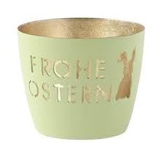 Windlicht, Madras,M ,Frohe Ostern, pastell, Hellgrau,gold