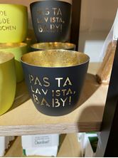 Windlicht,Madras, M pasta la vista baby!, schwarzgold
